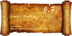 Janki Porfir névjegykártya